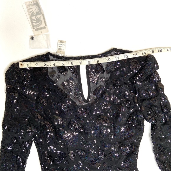 ALBERTO MAKALI Black and Iridescent Sequined Cocktail Dress - Picture 11 of 16